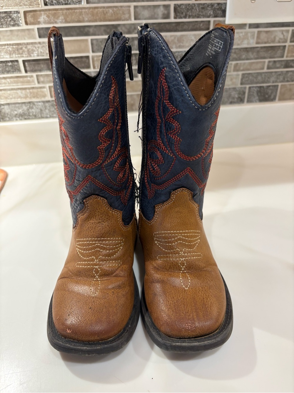 FRYE AND CO. Brown and Navy Kids Western Boots